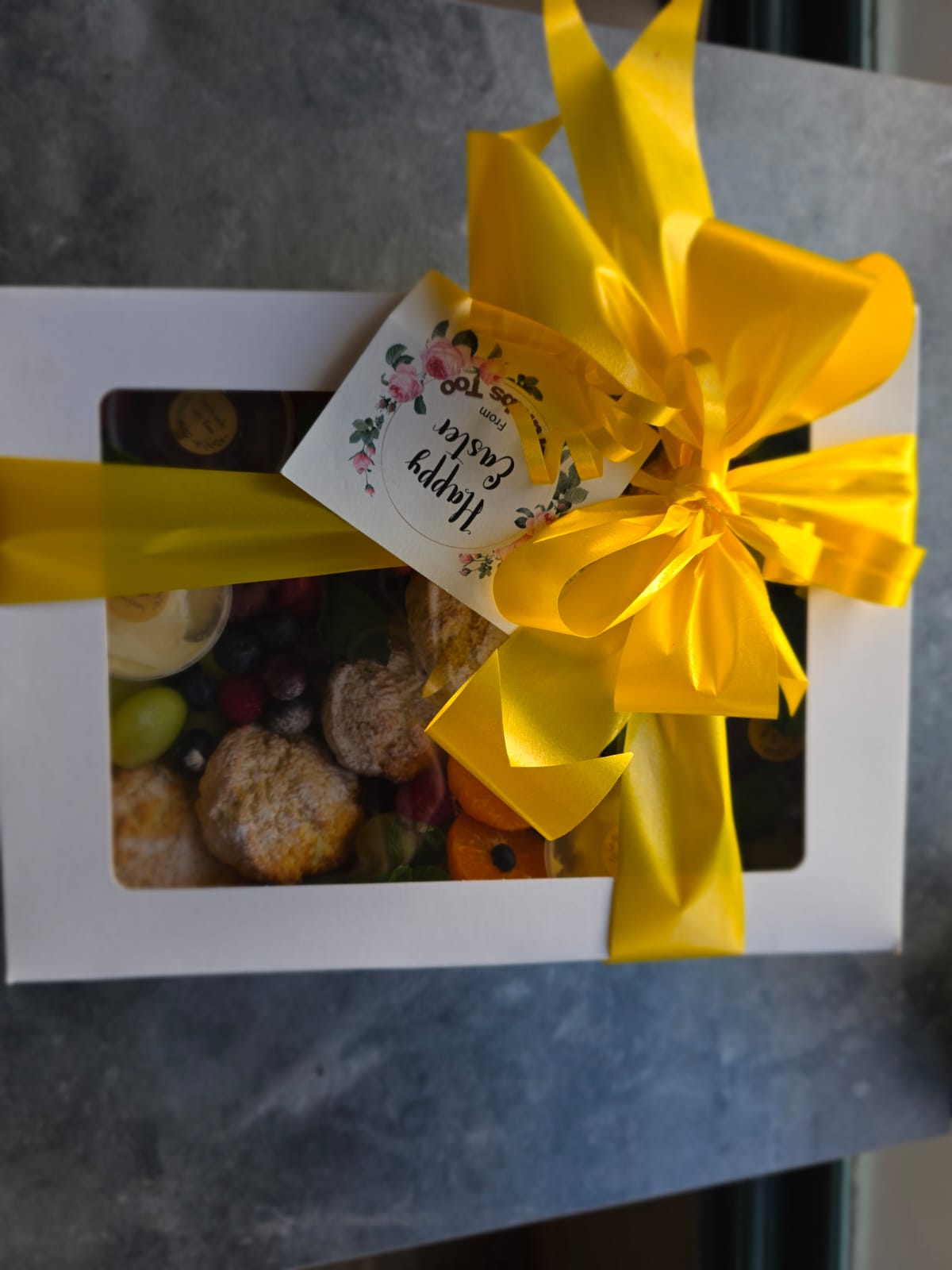 Easter gift box with yellow bow