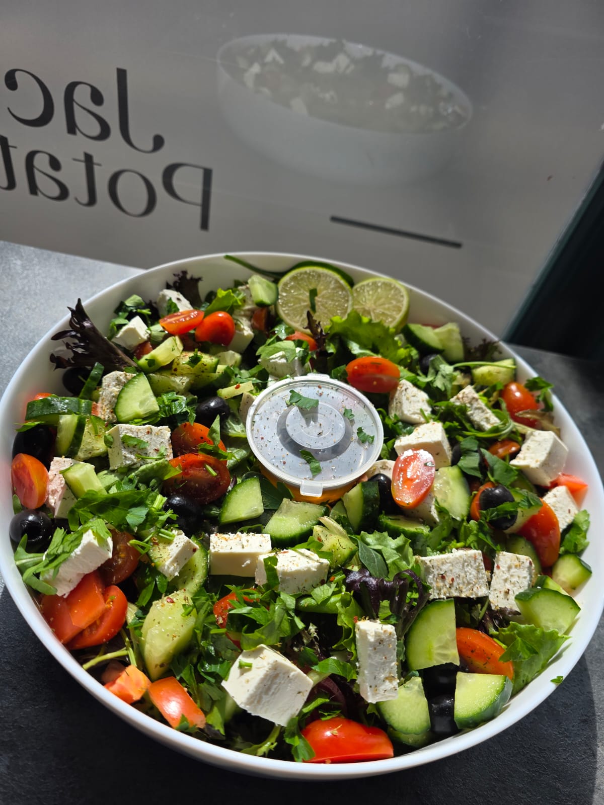 Greek salad with feta and olives