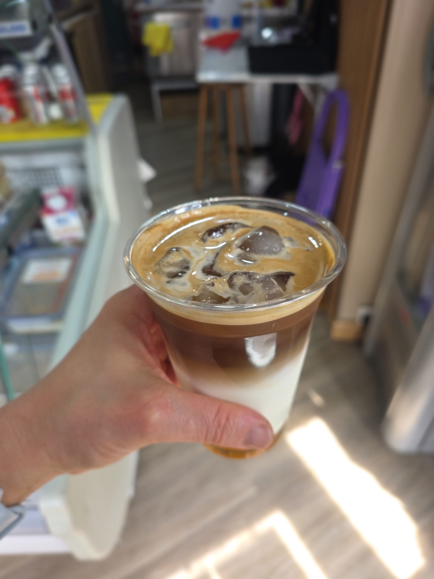 Handmade iced latte at Crumbs Too